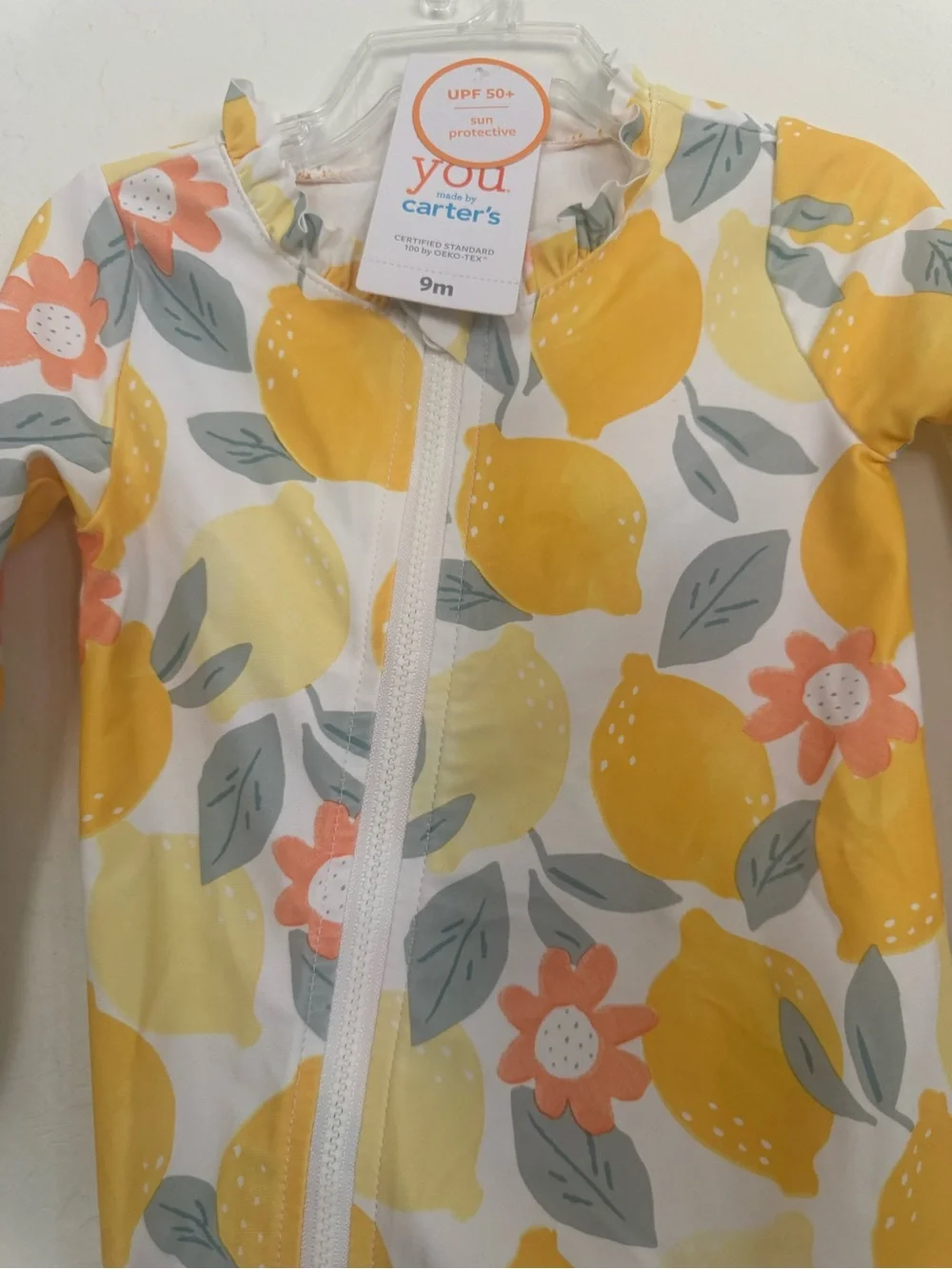 Carter's Yellow Lemon Print Infant Sun Outfit with Hat